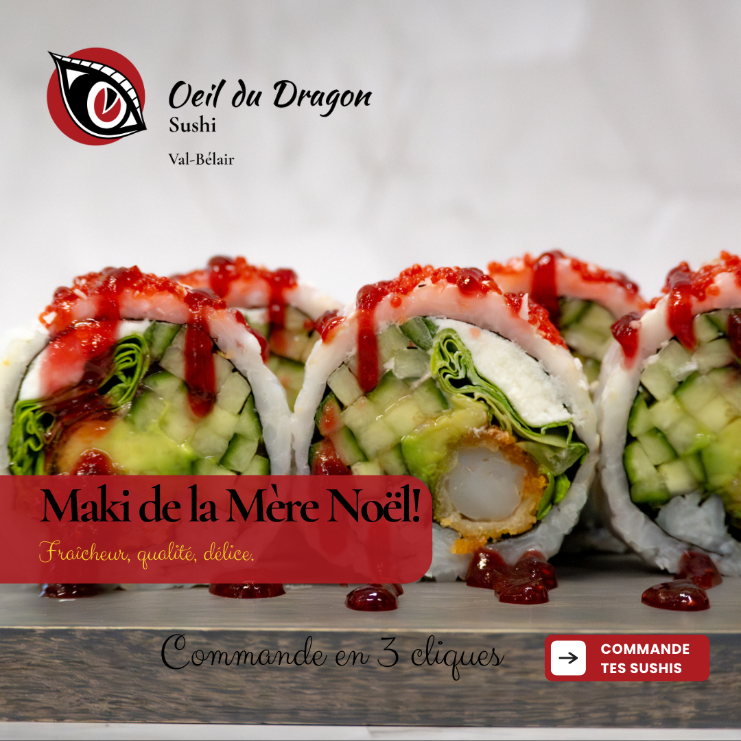 Menu, L'Oeil du Dragon Sushi (Val Bélair)