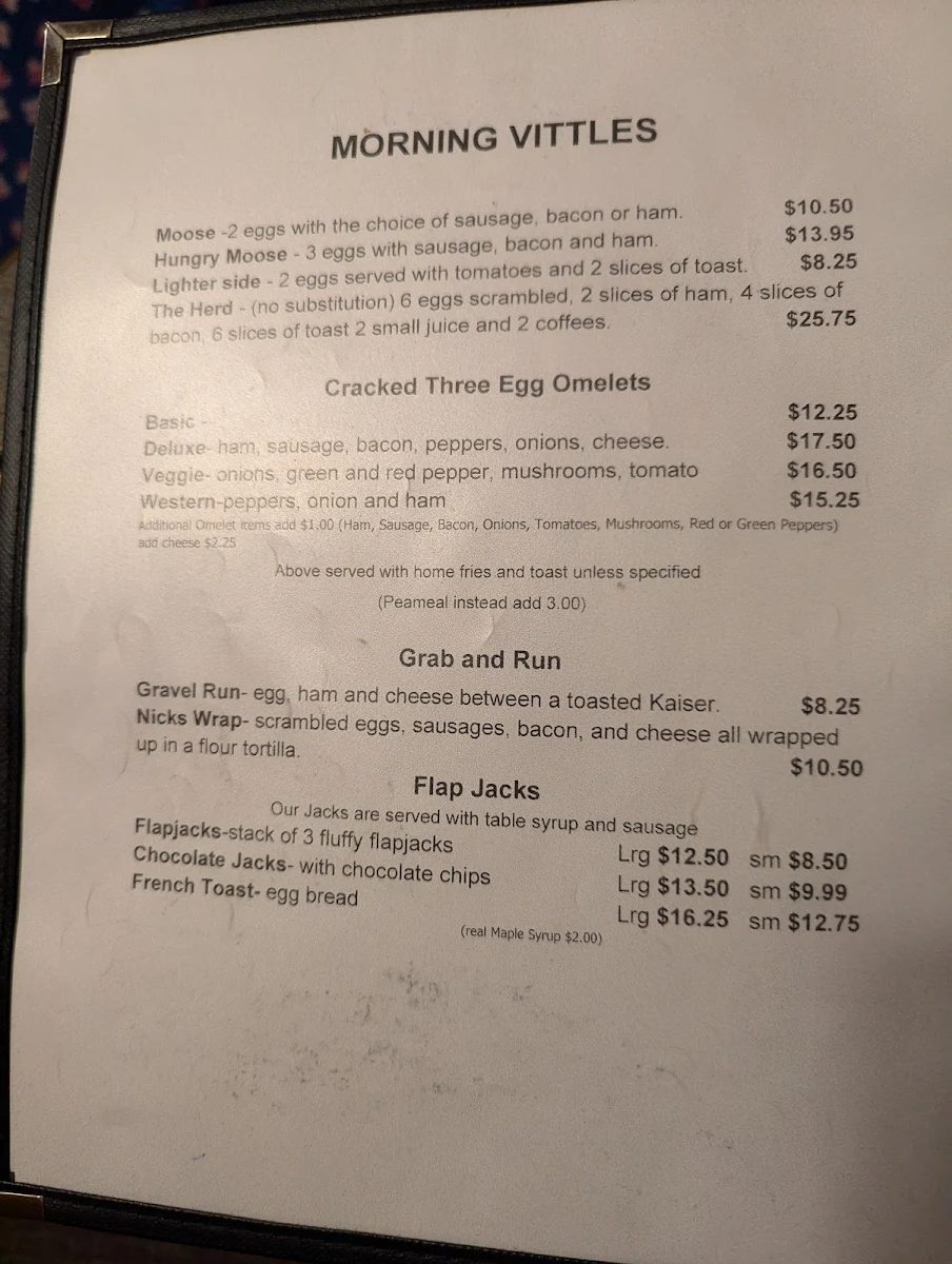 Menu, Marble Lake Lodge - Home Of The Hungry Moose Restaurant and WSC Survival School