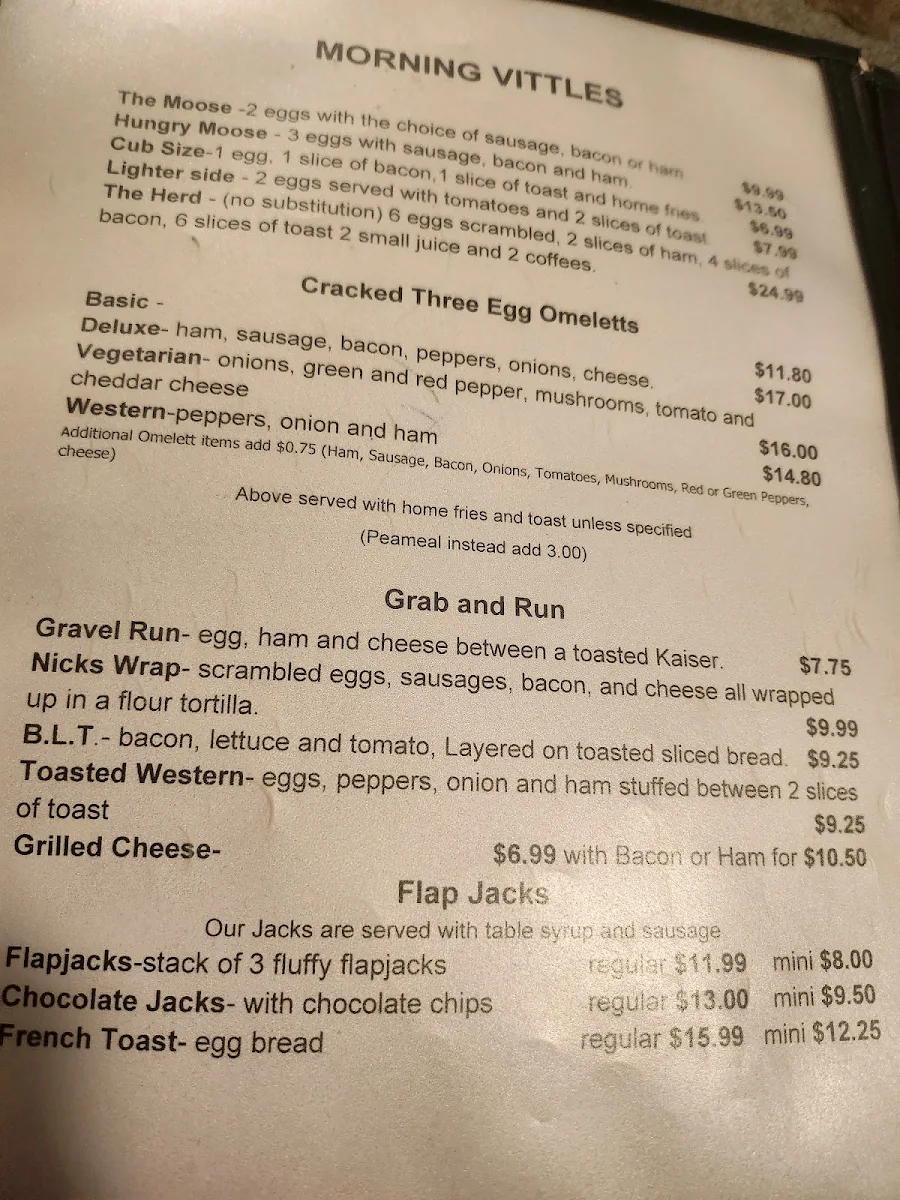 Menu, Marble Lake Lodge - Home Of The Hungry Moose Restaurant and WSC Survival School