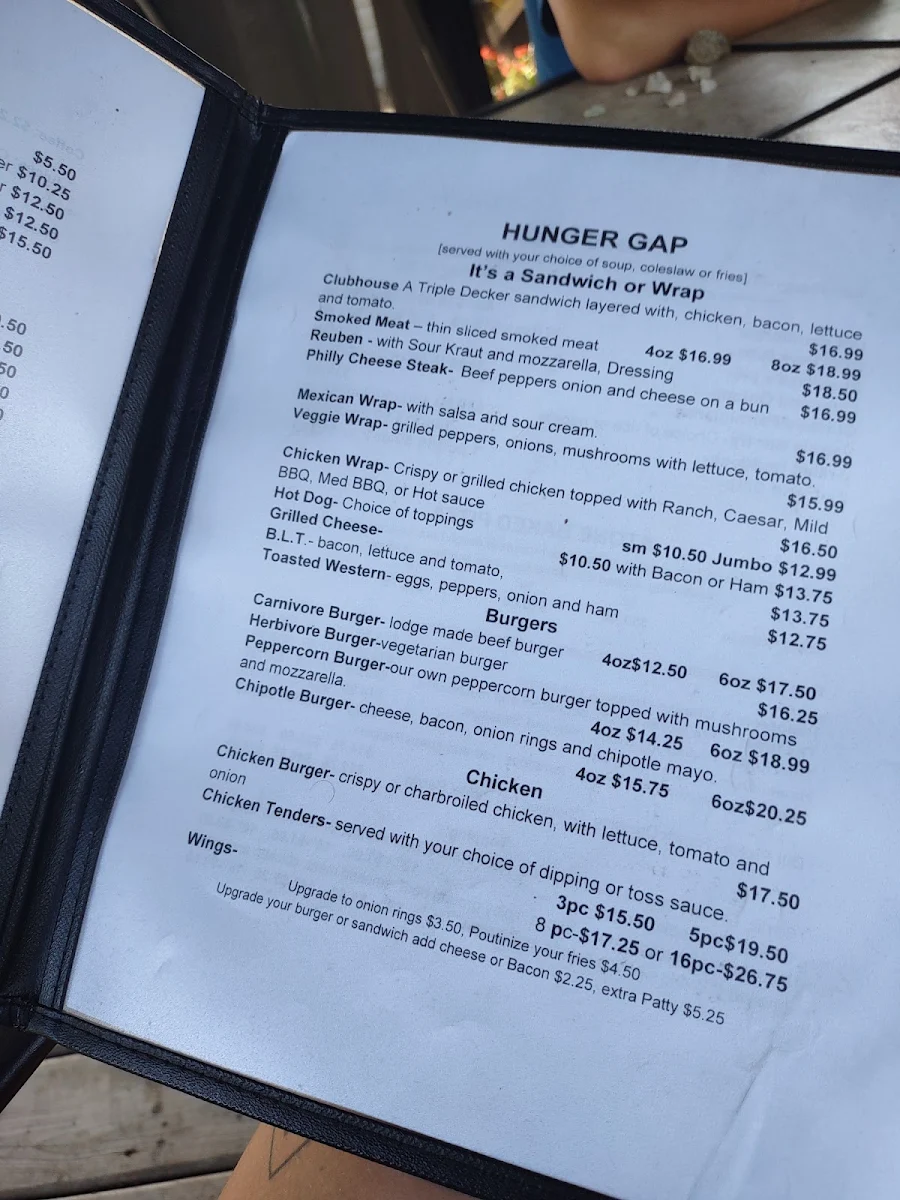 Menu, Marble Lake Lodge - Home Of The Hungry Moose Restaurant and WSC Survival School