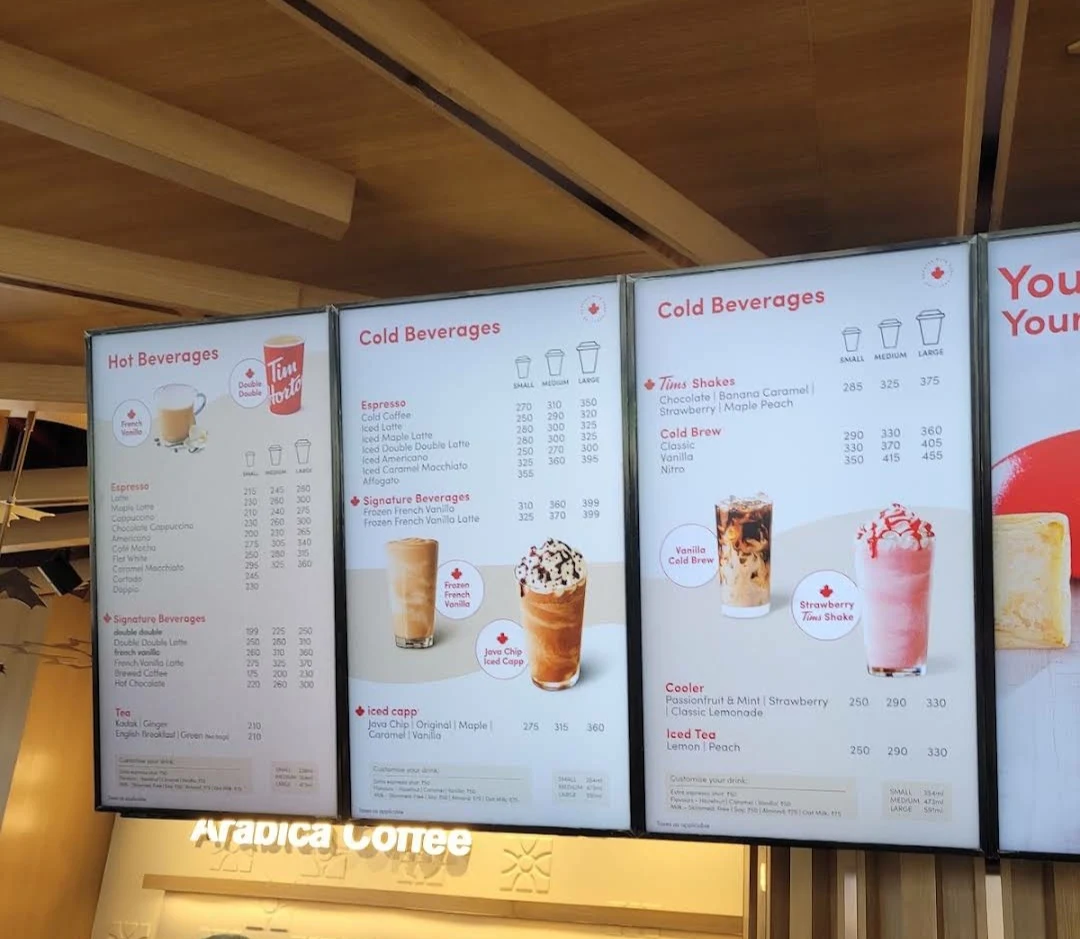 Menu, Tim Hortons
