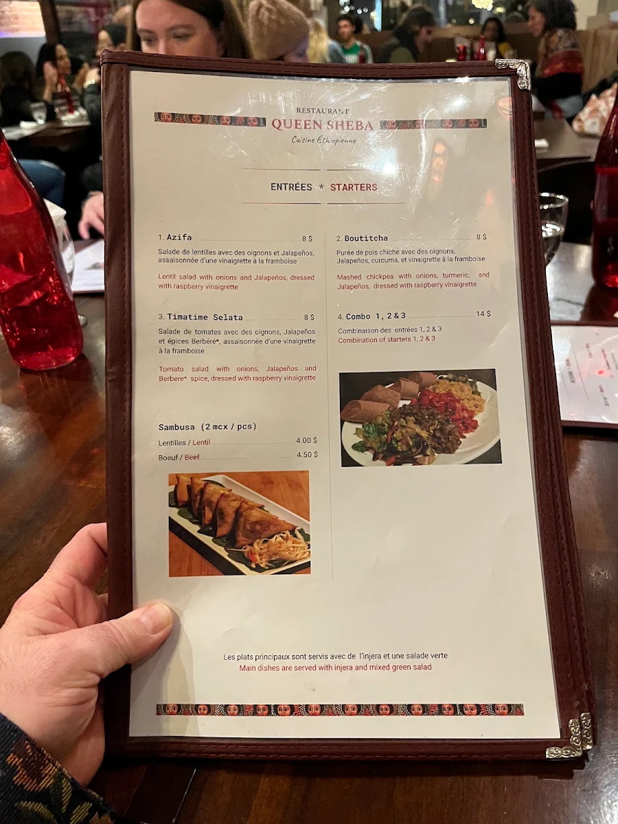 Menu, Restaurant Queen Sheba
