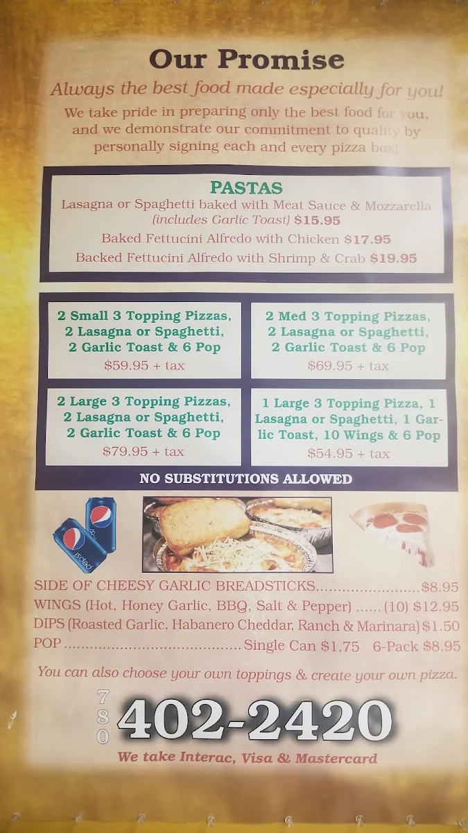 Menu, Lil Ava's Pizza & Pasta - Downtown