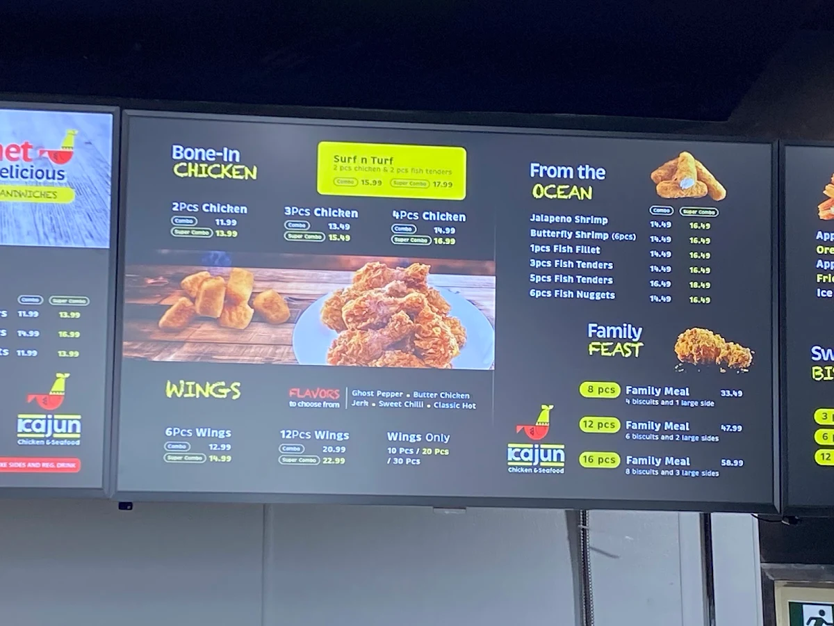 Menu, Kajun Chicken & Seafood