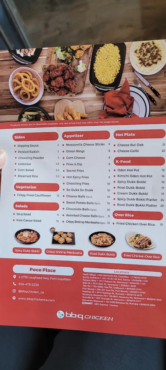 Menu, bbq Chicken
