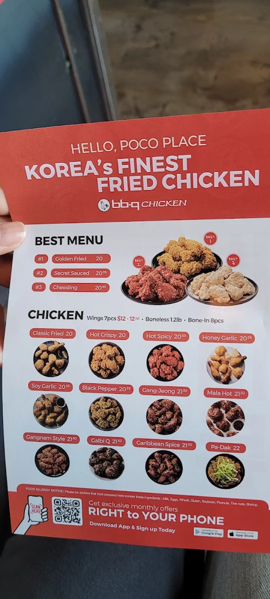 Menu, bbq Chicken