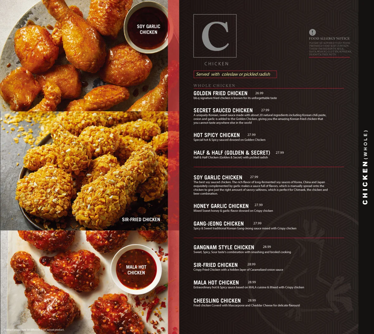 Menu, bbq Chicken
