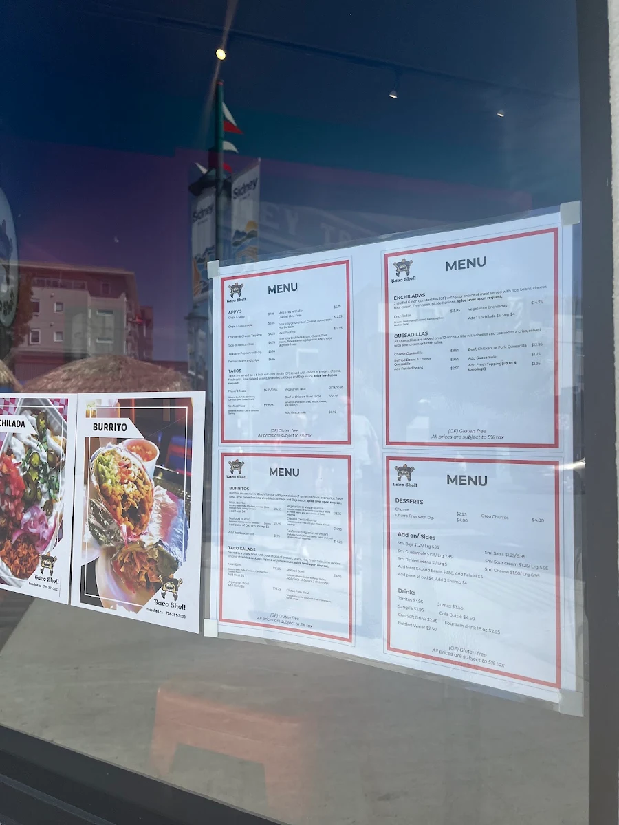 Menu, Taco Shell