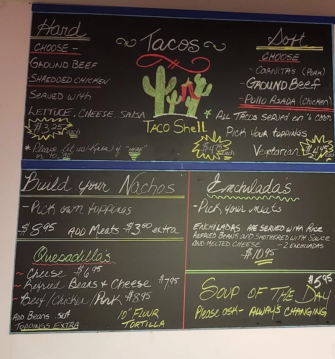 Menu, Taco Shell
