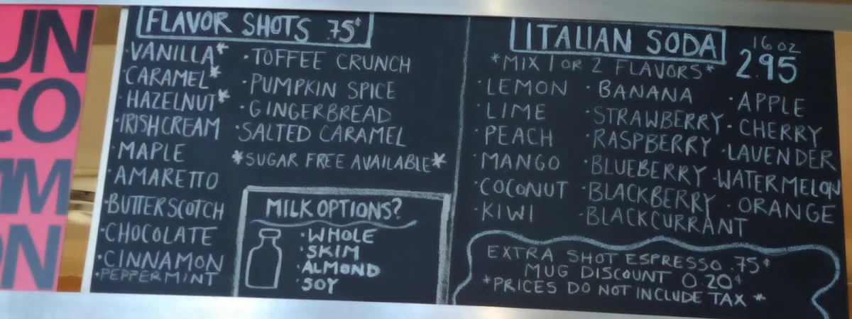Menu, Uncommon Grounds