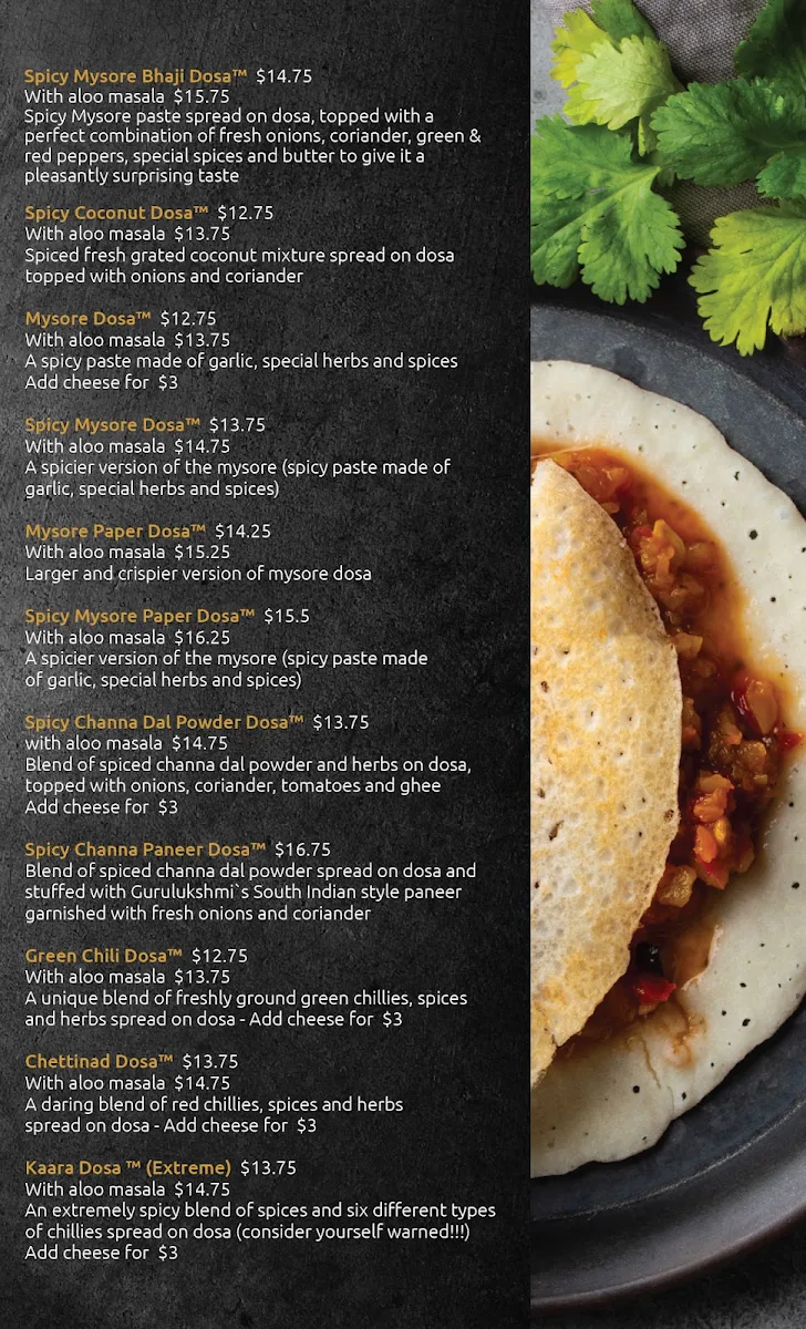 Menu, Guru Lukshmi