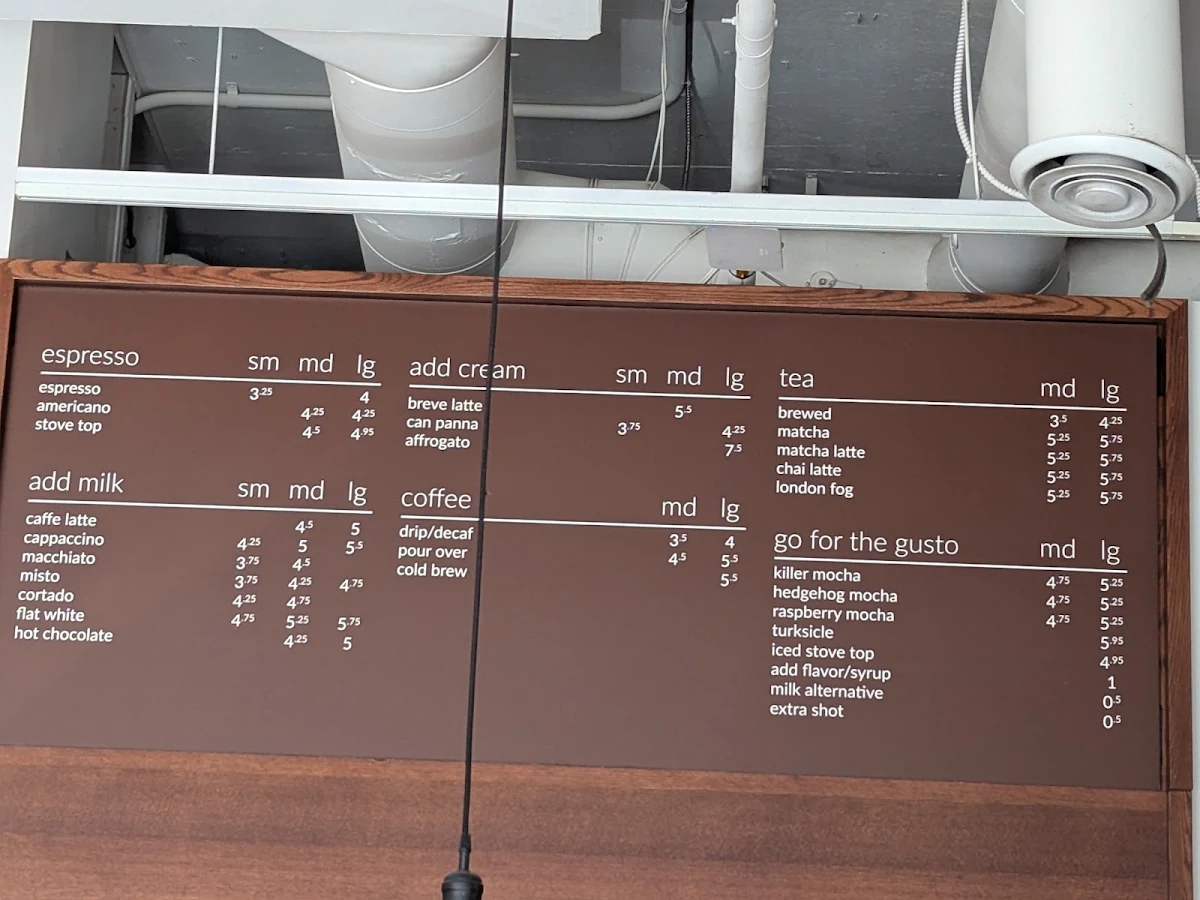 Menu, Milano Coffee