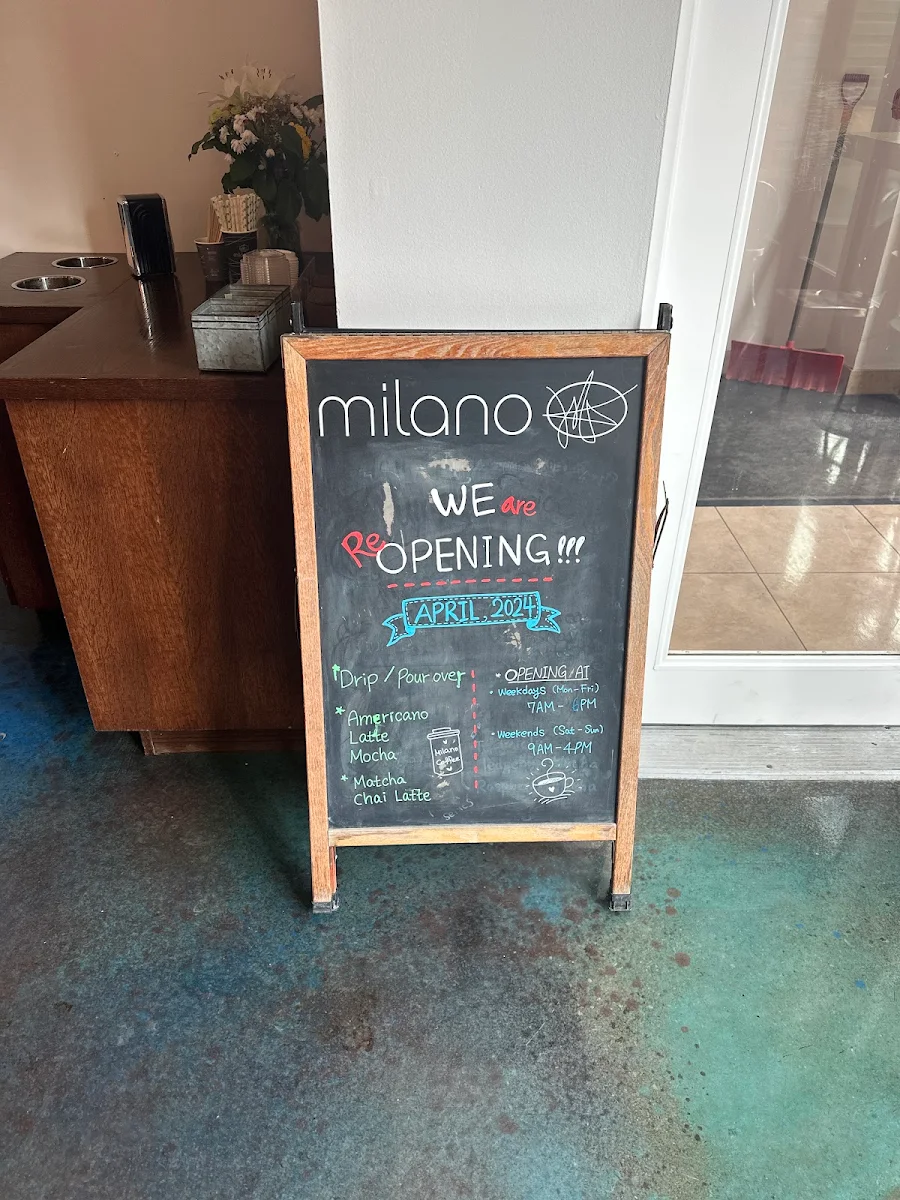 Menu, Milano Coffee