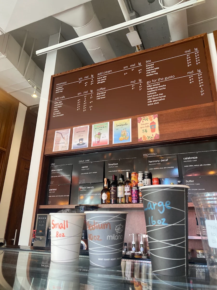 Menu, Milano Coffee
