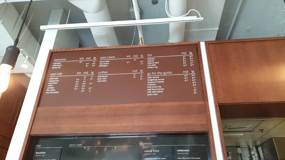 Menu, Milano Coffee