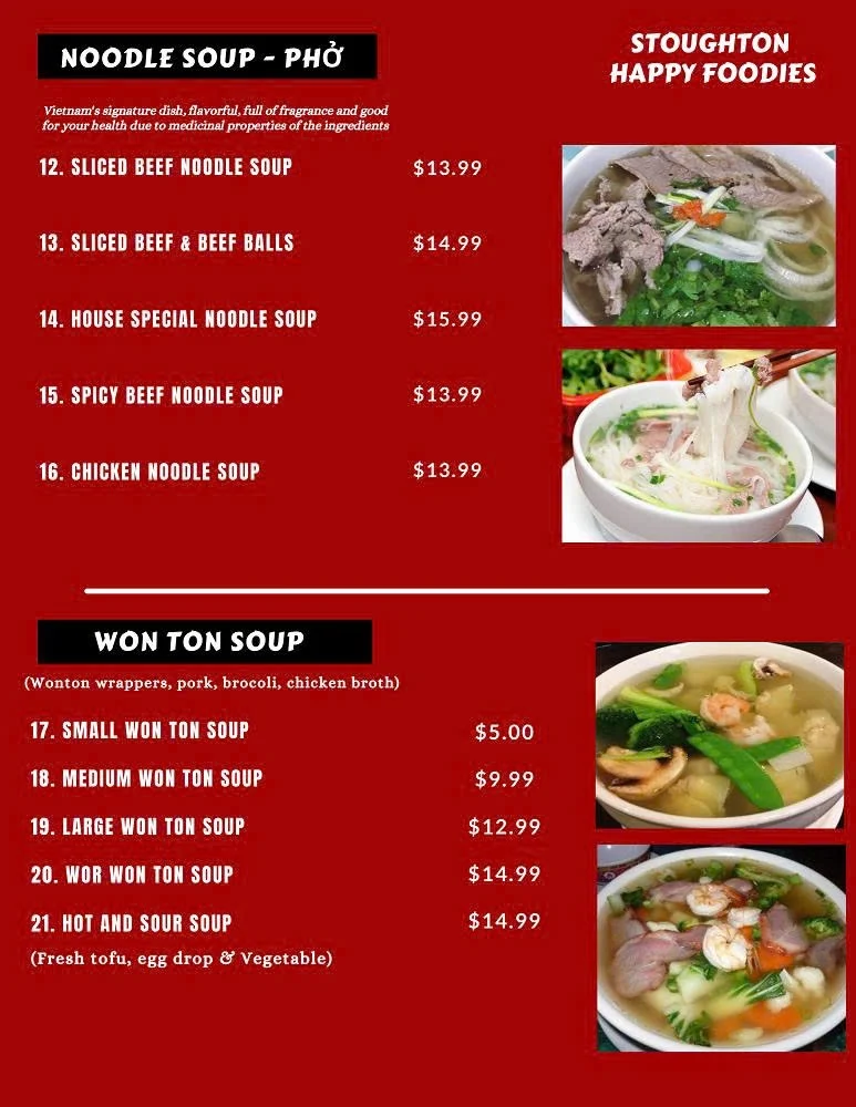Menu, Stoughton Happy Foodies