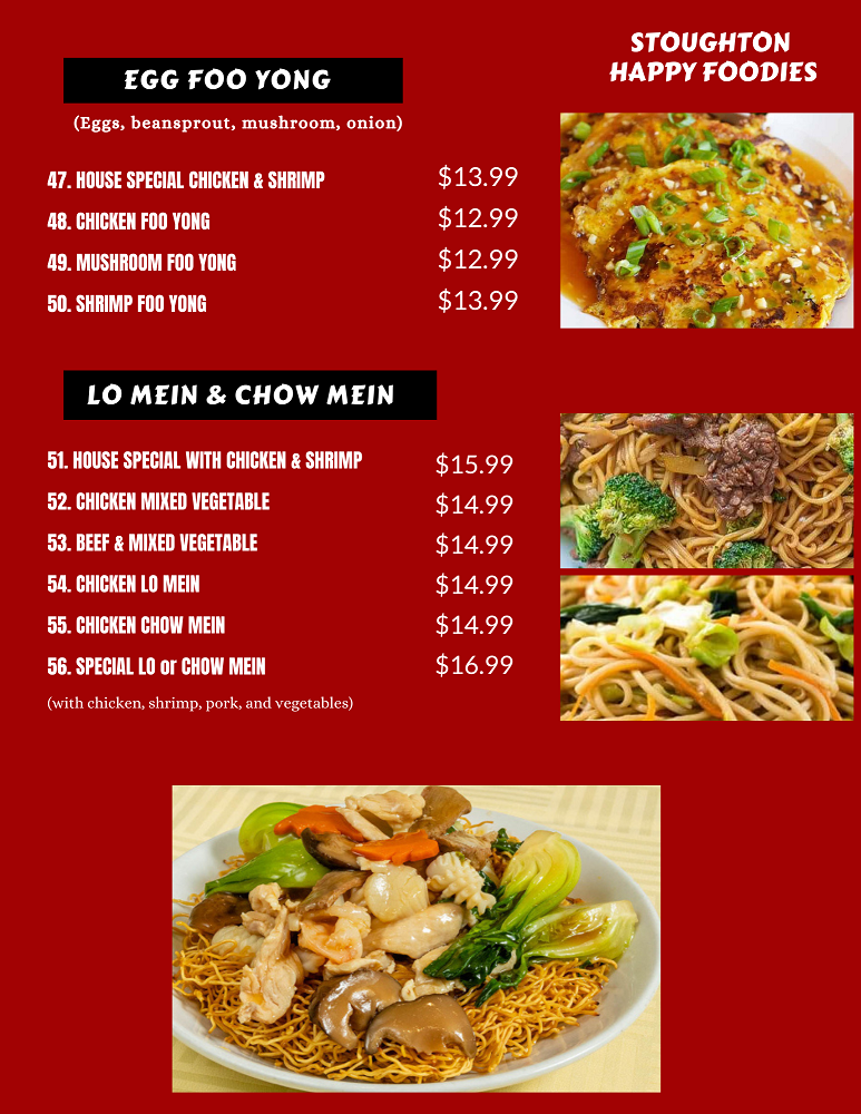 Menu, Stoughton Happy Foodies