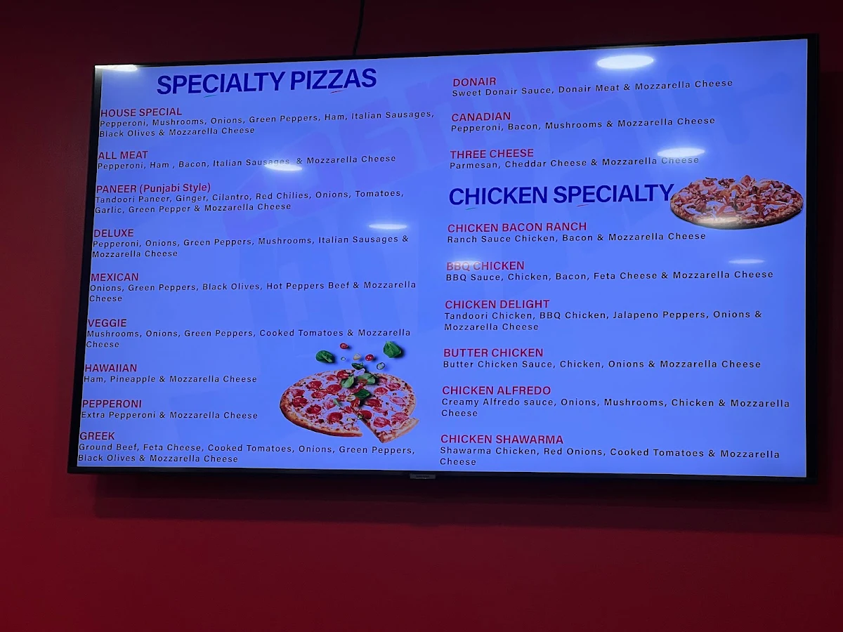 Menu, Cosmic Pizza & Donair winterburn