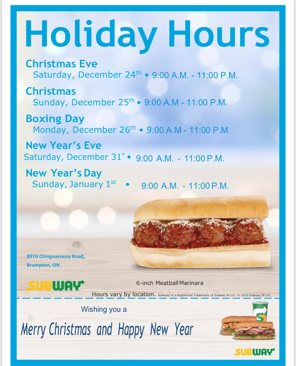 Menu, Subway