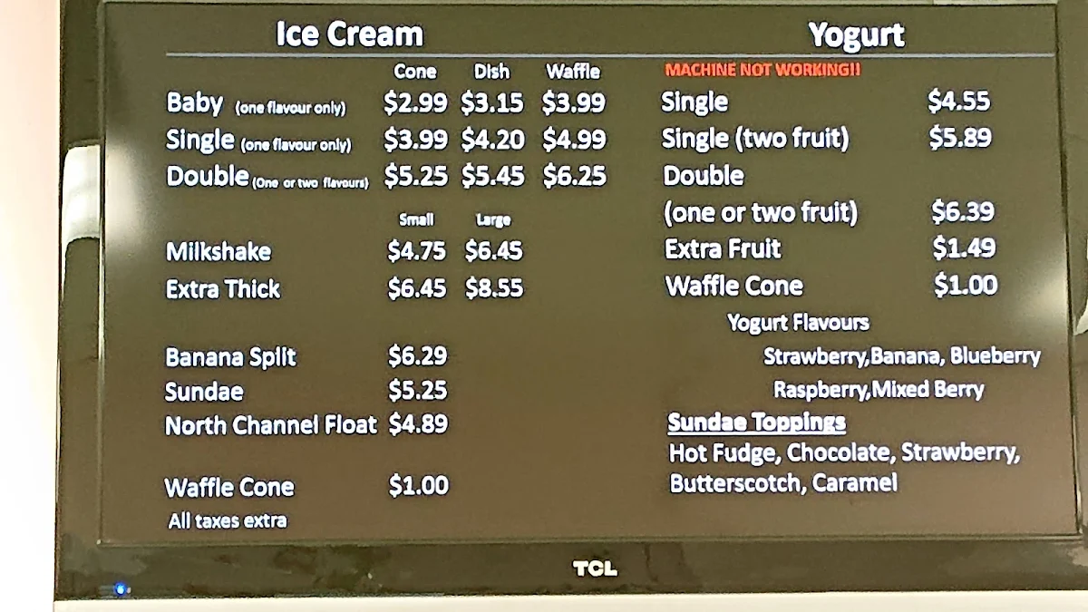 Menu, 3 Cows & A Cone Inc.