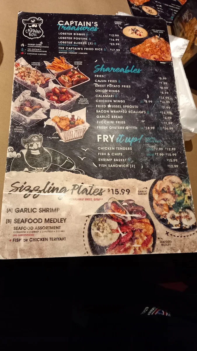Menu, The Captain's Boil