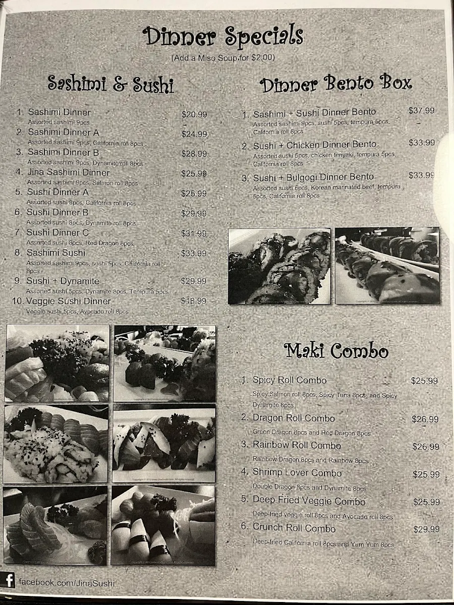 Menu, Jina Sushi