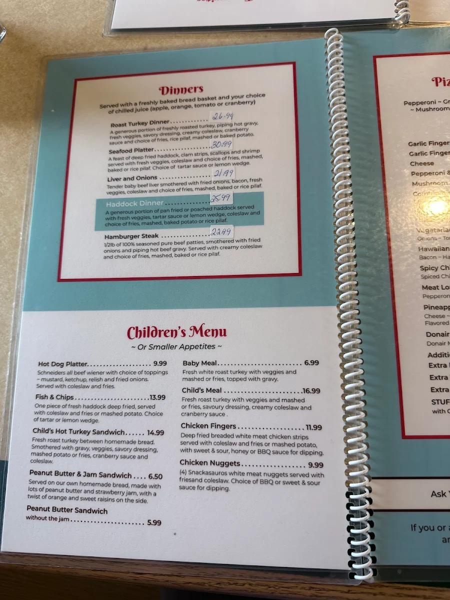Menu, Cedar House Bakery & Restaurant