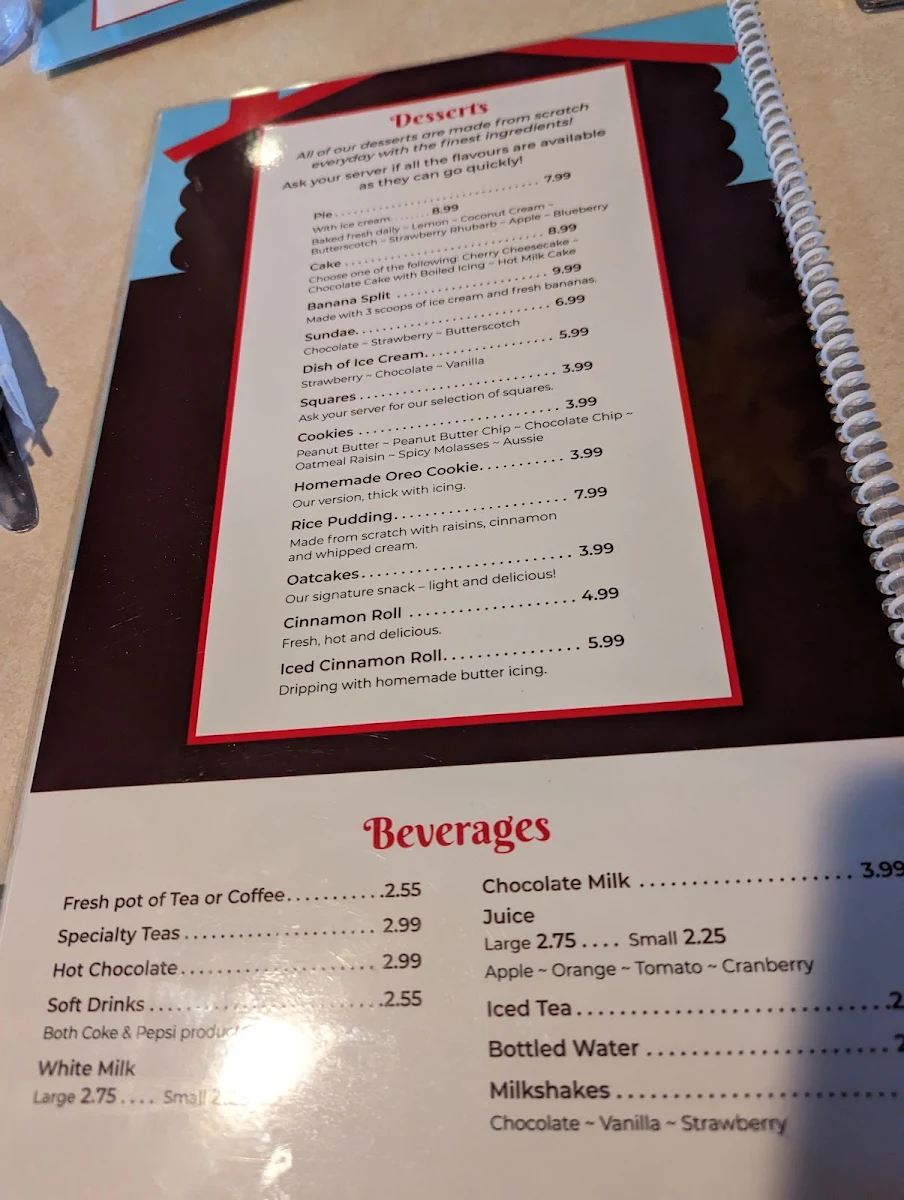 Menu, Cedar House Bakery & Restaurant