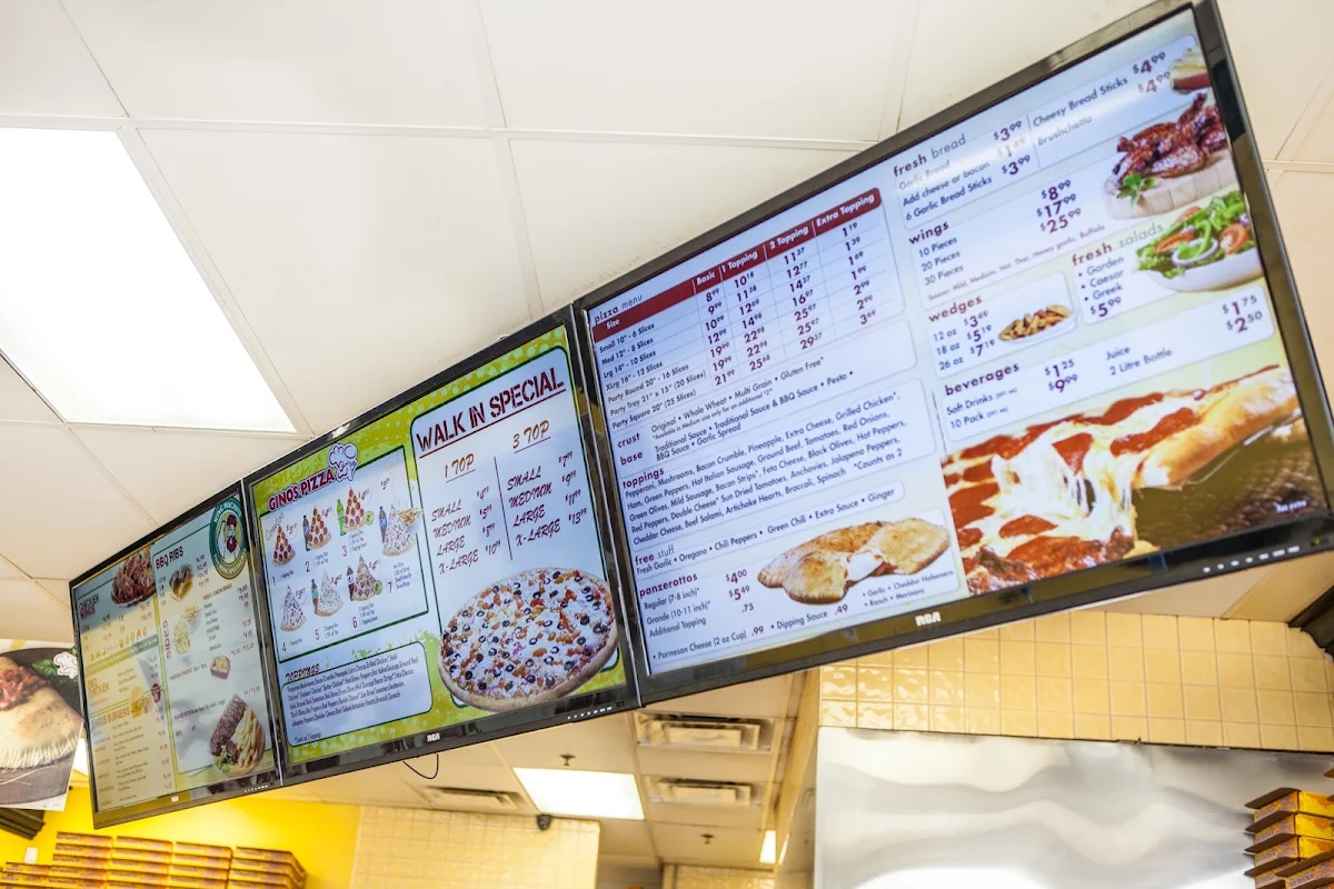 Menu, Gino's Pizza