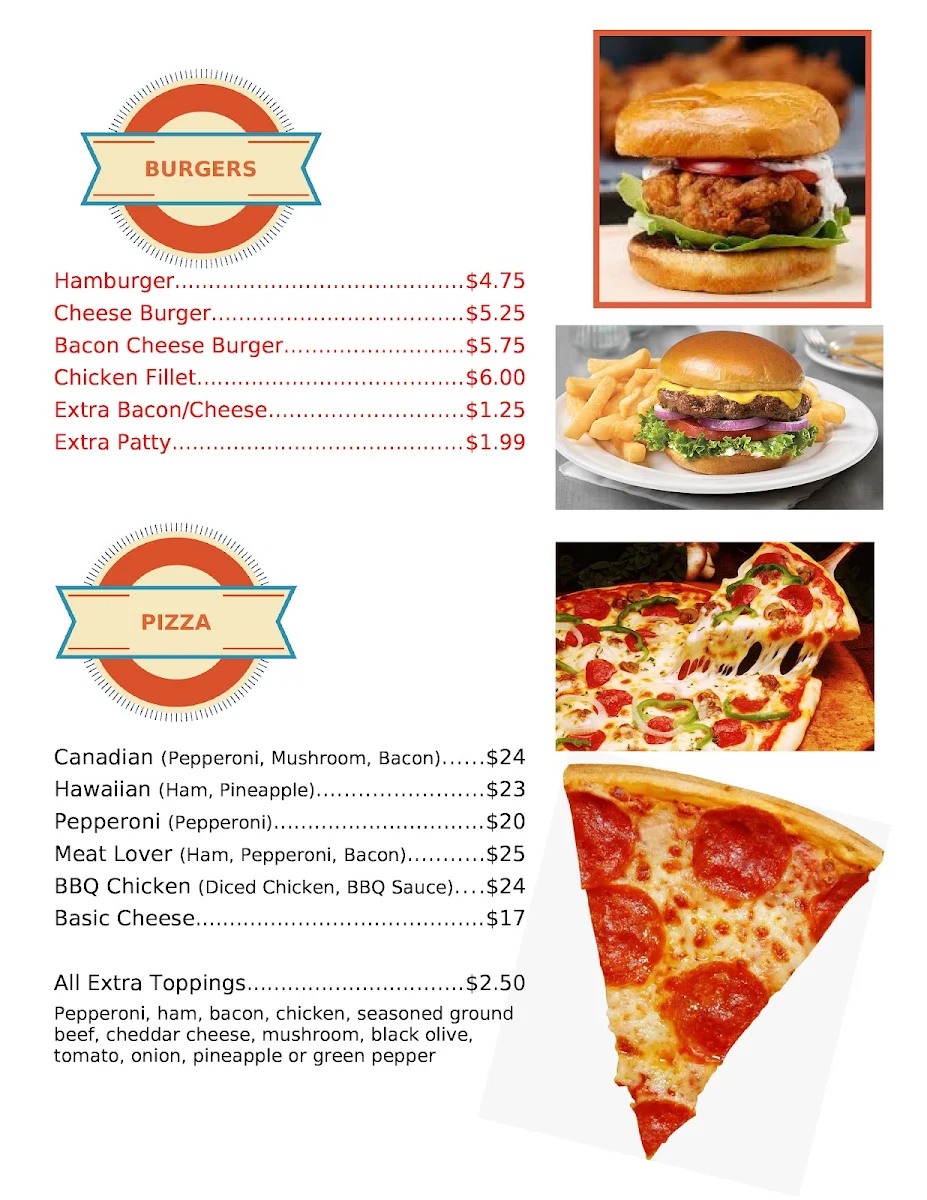 Menu, Cypress Motor Inn