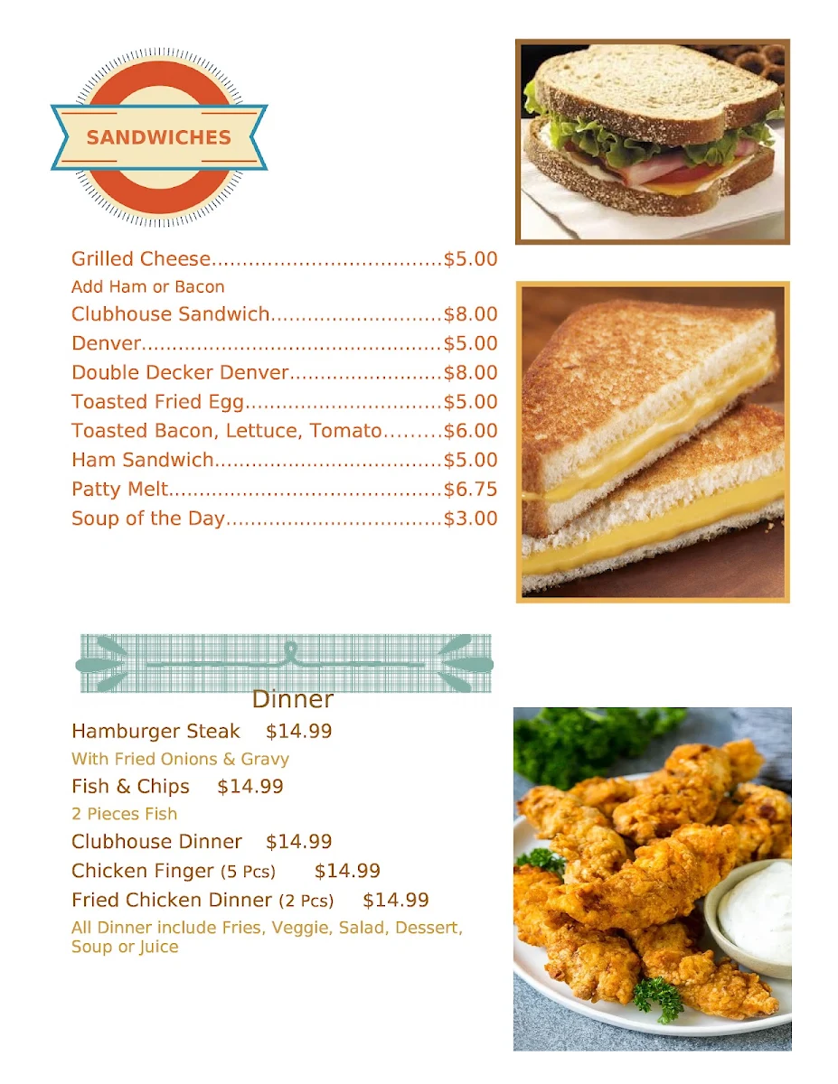 Menu, Cypress Motor Inn