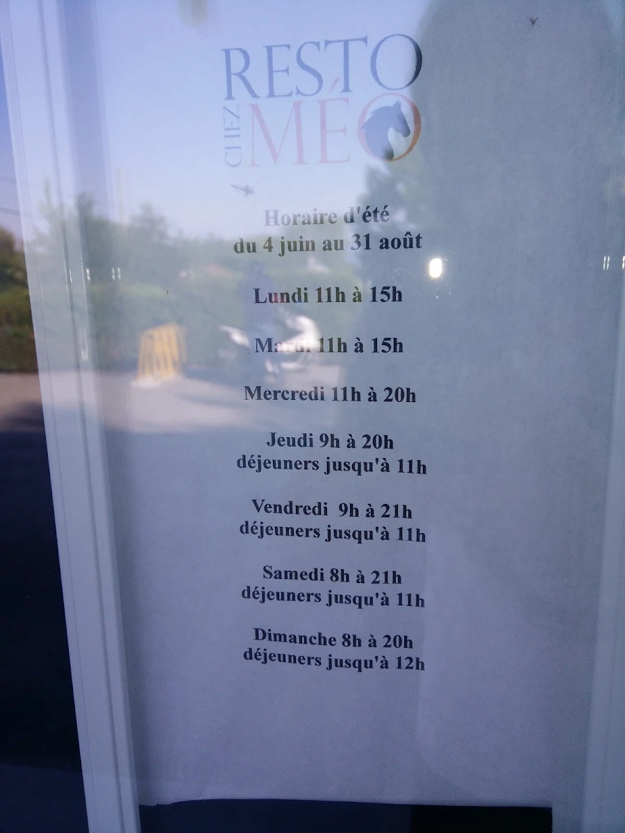 Menu, Resto Chez Méo