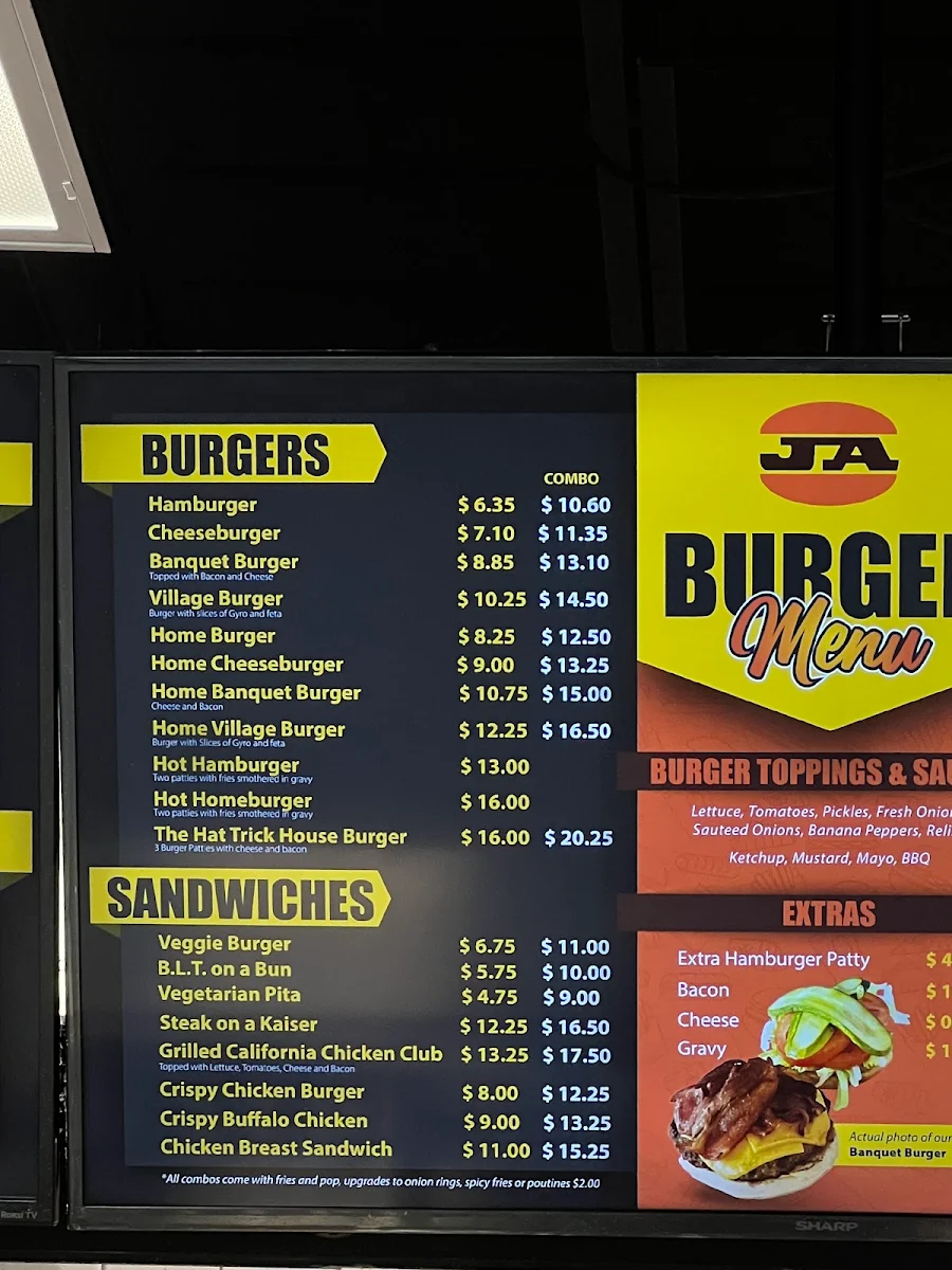 Menu, John Anderson's Hamburgers