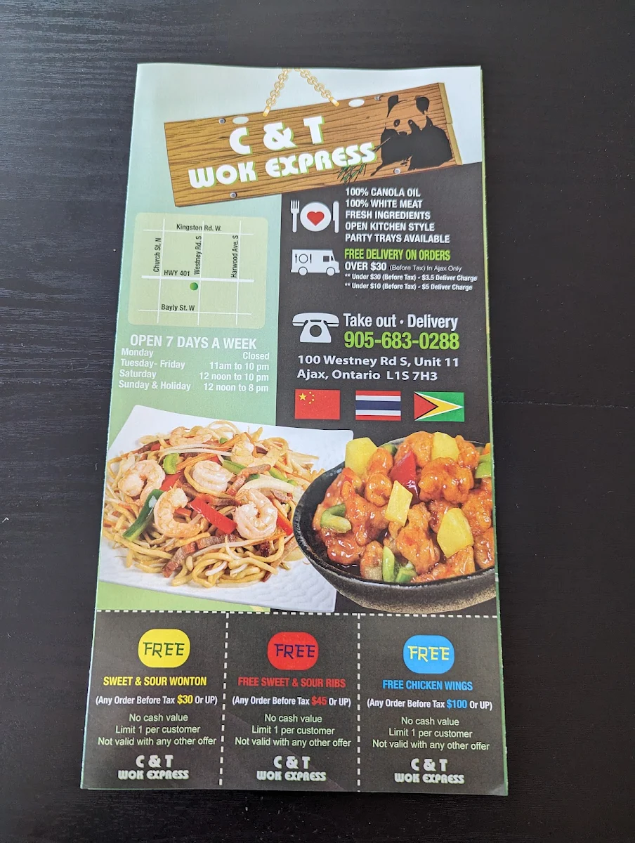 Menu, C&T Wok Express