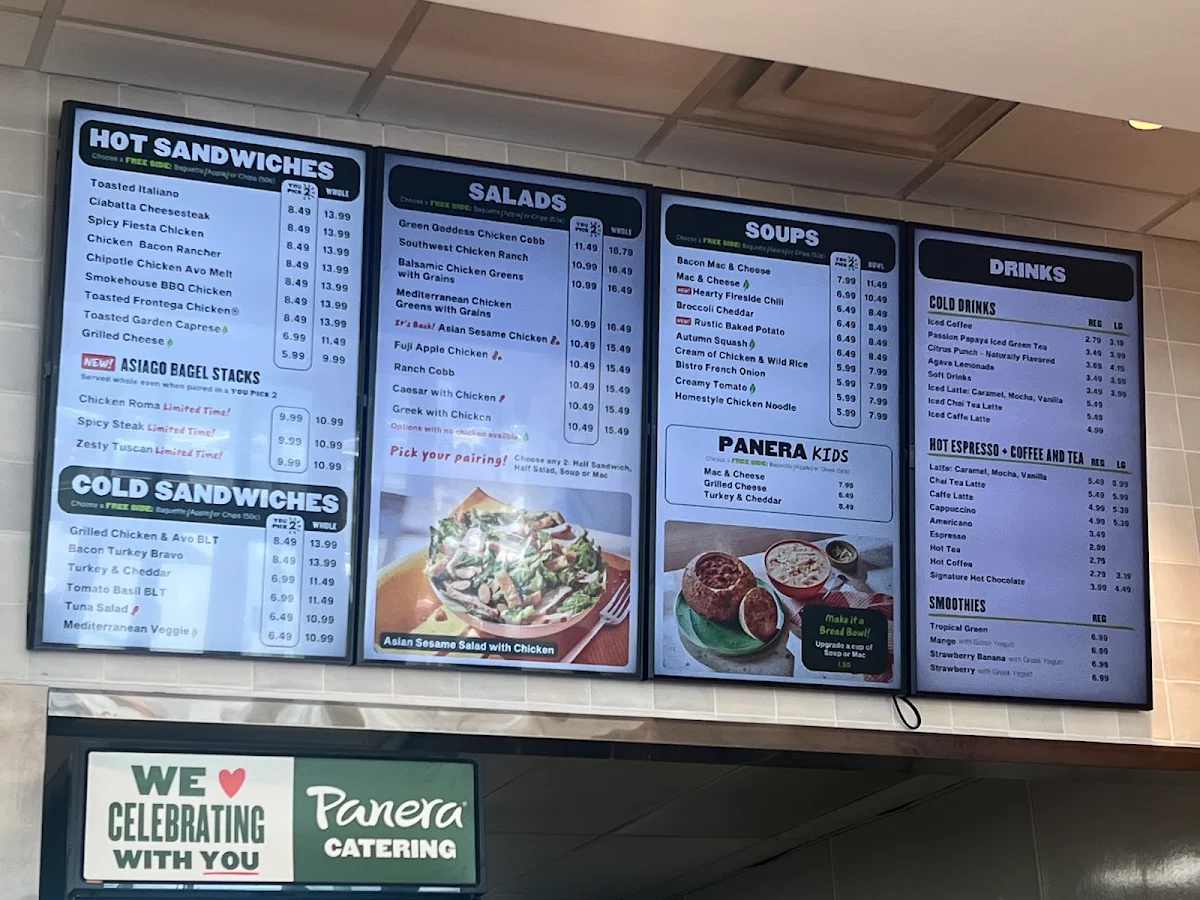 Menu, Panera Bread