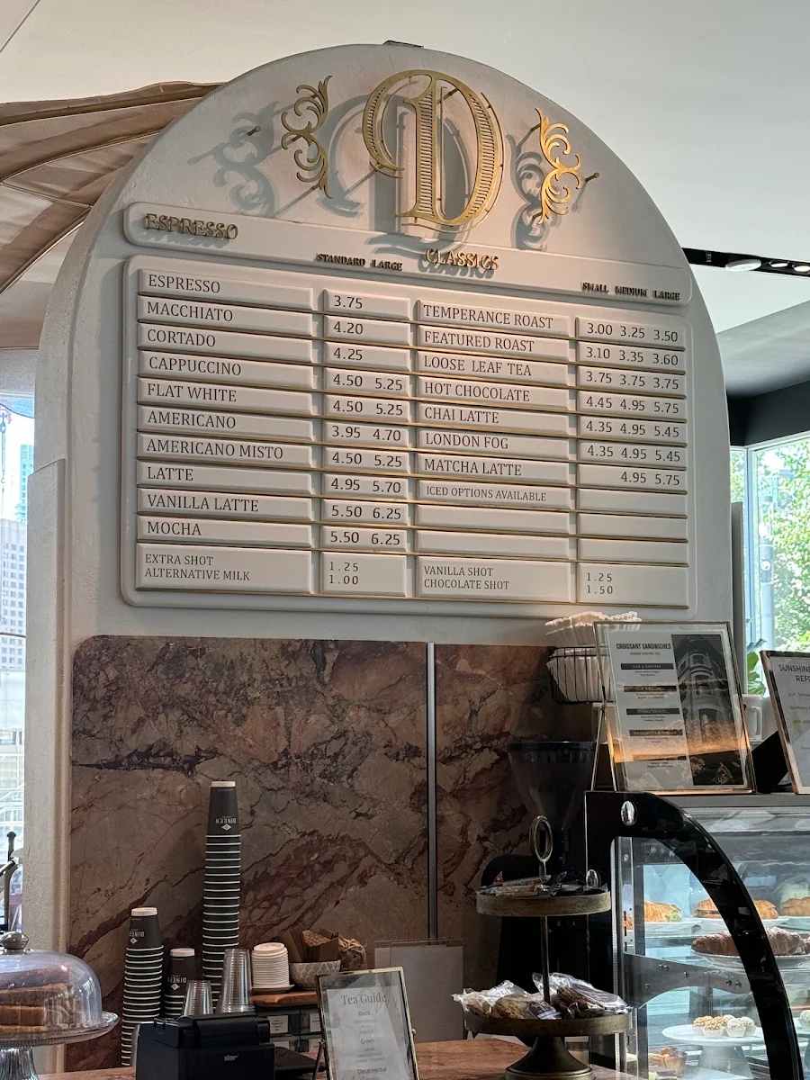 Menu, Dineen Coffee Co.