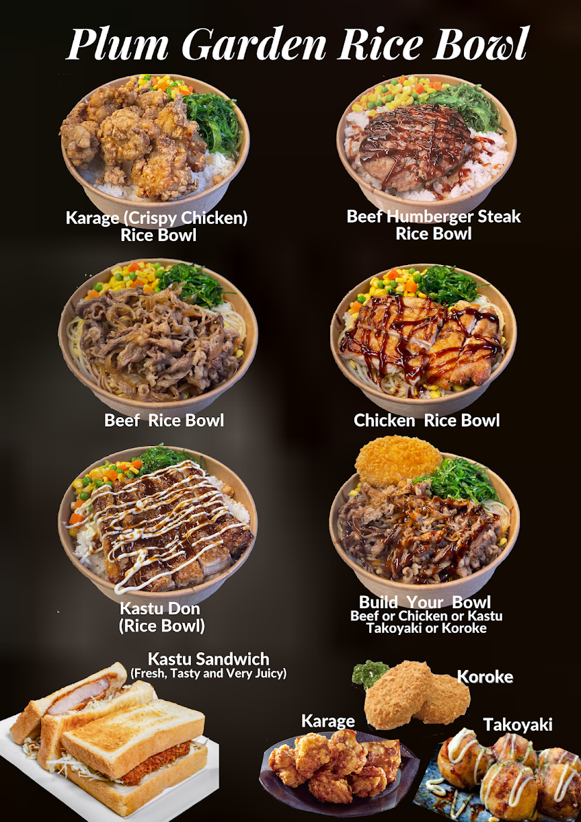 Menu, Plum Garden & CHAKURA