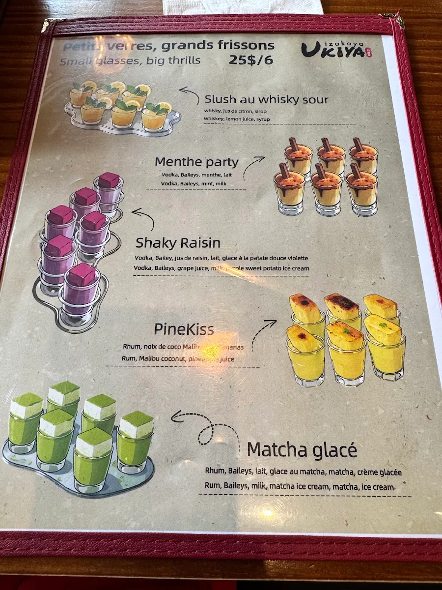 Menu, ukiya izakaya