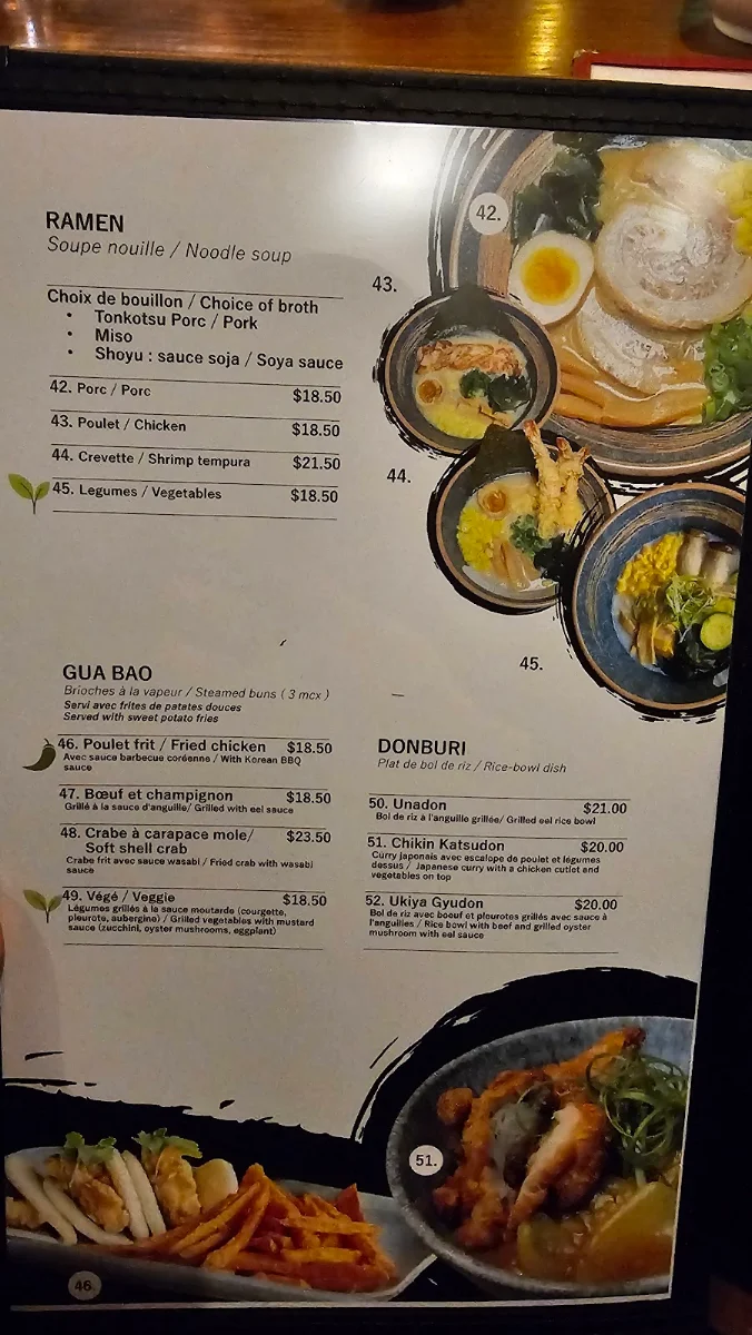 Menu, ukiya izakaya