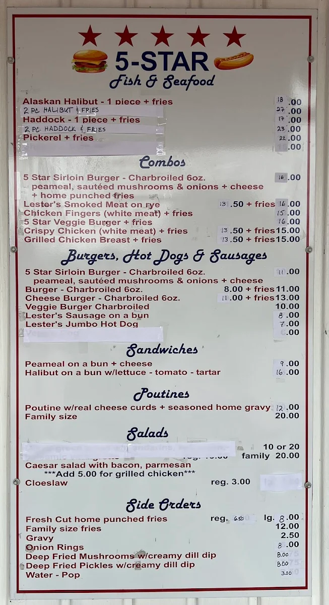Menu, 5 Star