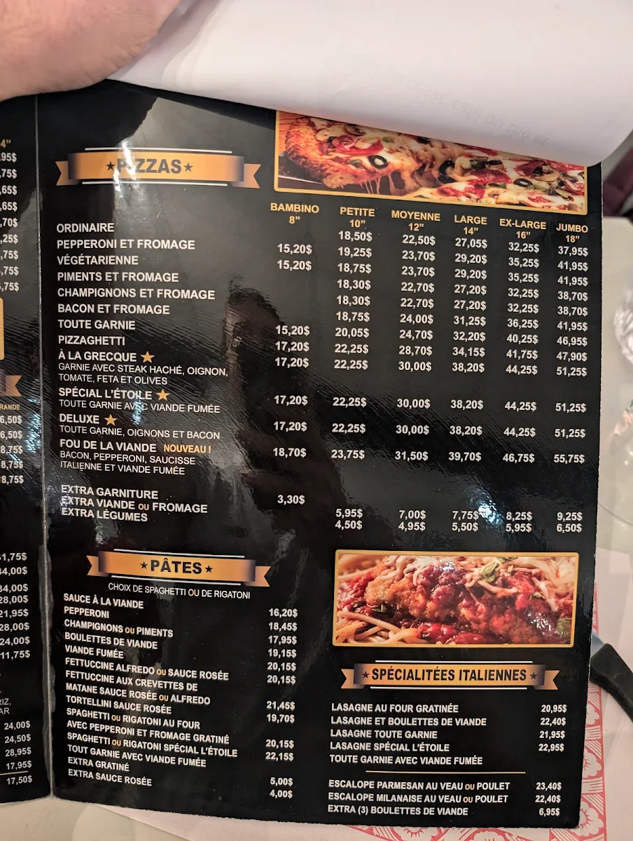Menu, Restaurant L'Etoile De Mascouche