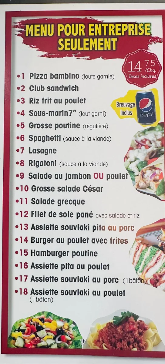 Menu, Restaurant L'Etoile De Mascouche
