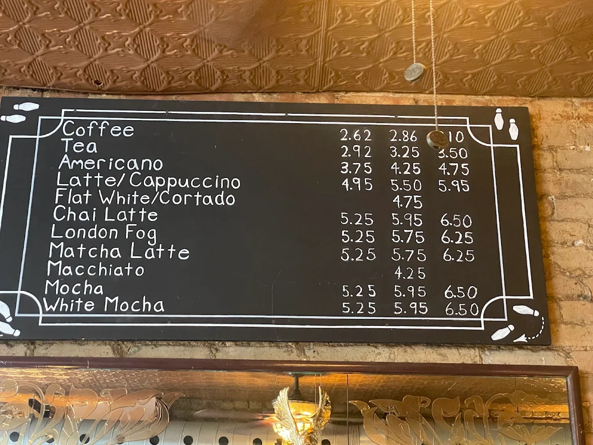 Menu, Tango Palace Coffee Company