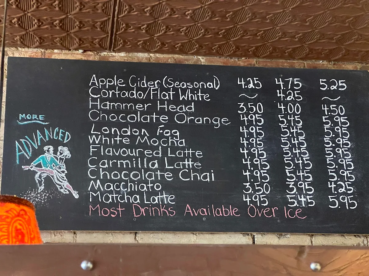 Menu, Tango Palace Coffee Company