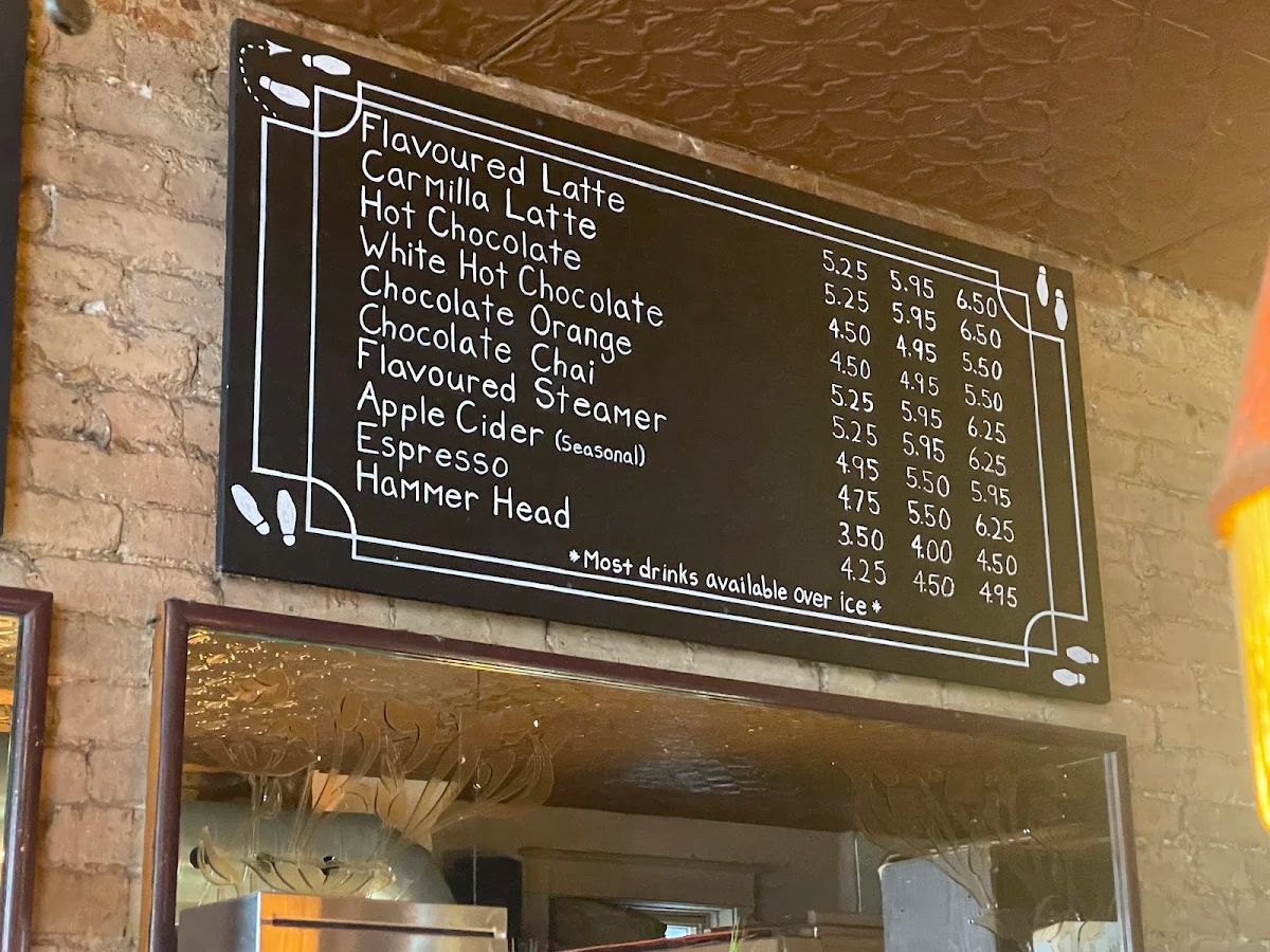 Menu, Tango Palace Coffee Company