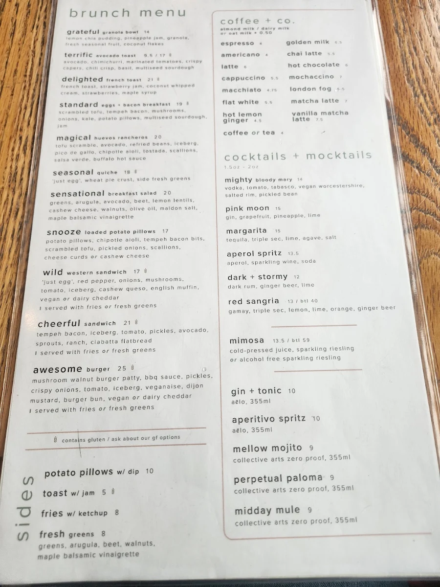 Menu, Pure Kitchen Elgin