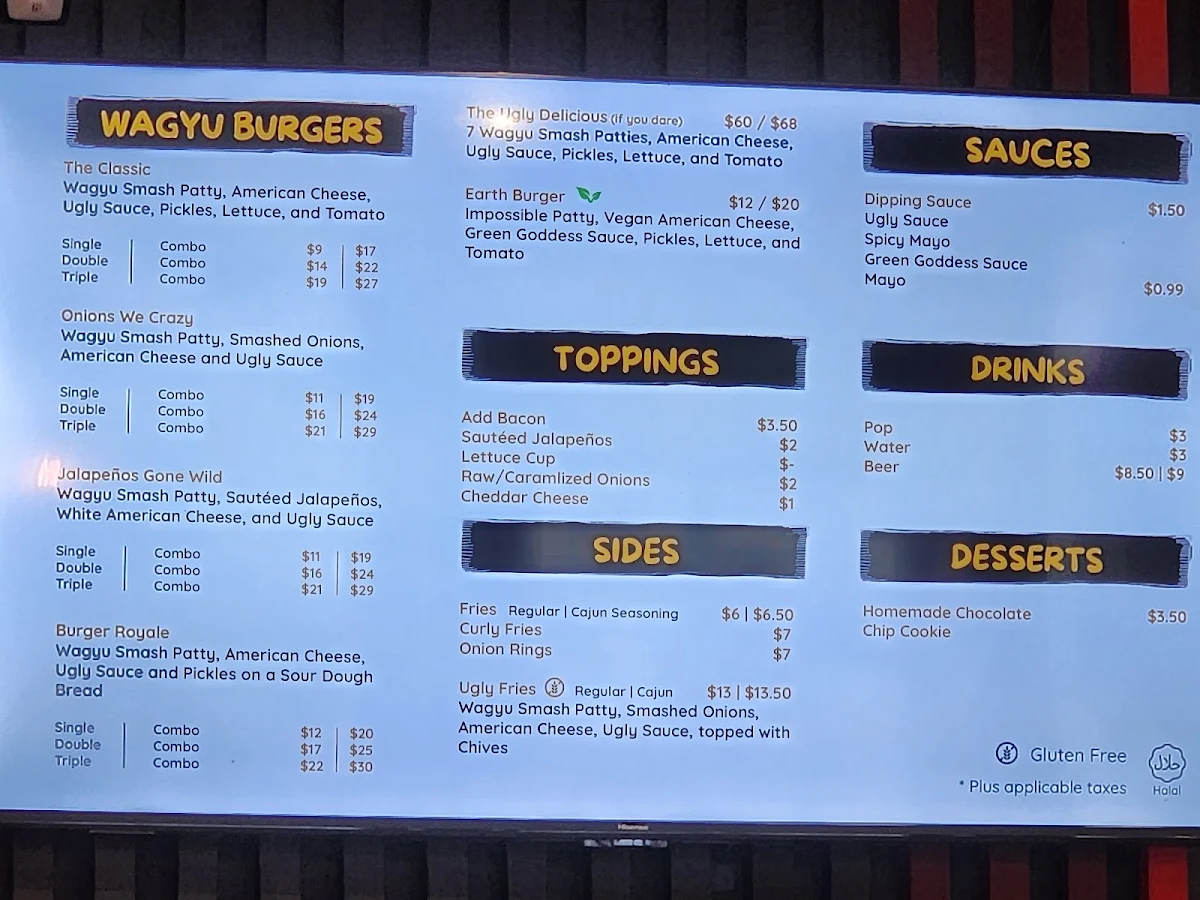 Menu, Ugly Delicious Toronto
