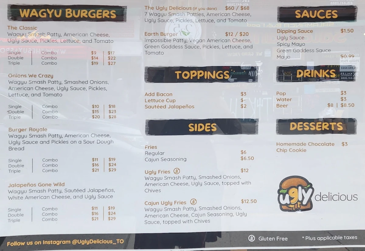 Menu, Ugly Delicious Toronto
