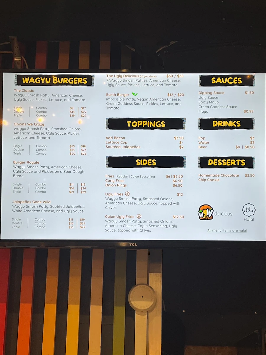 Menu, Ugly Delicious Toronto