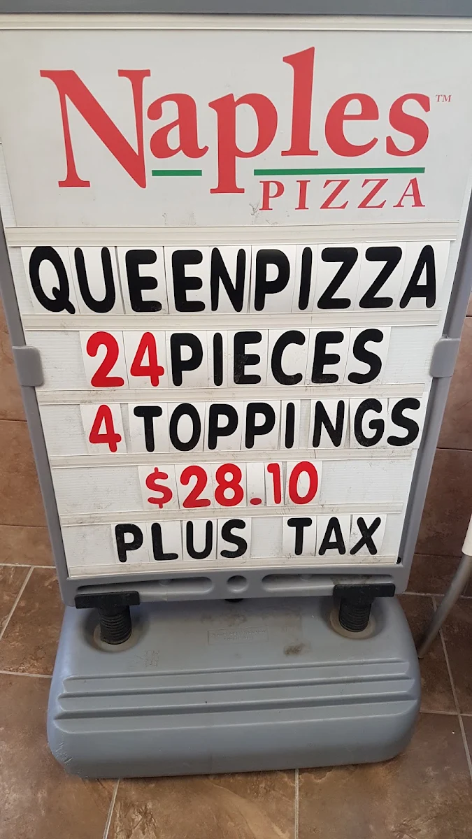 Menu, Naples Pizza